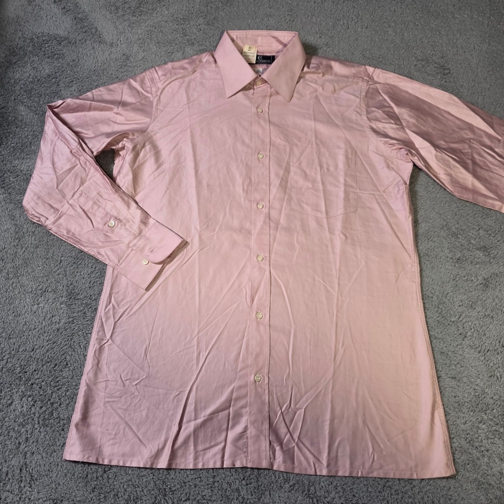 Nino Cerruti Mens 16 32-33 Dress Shirt Pink Cotton Long Sleeve Button Down